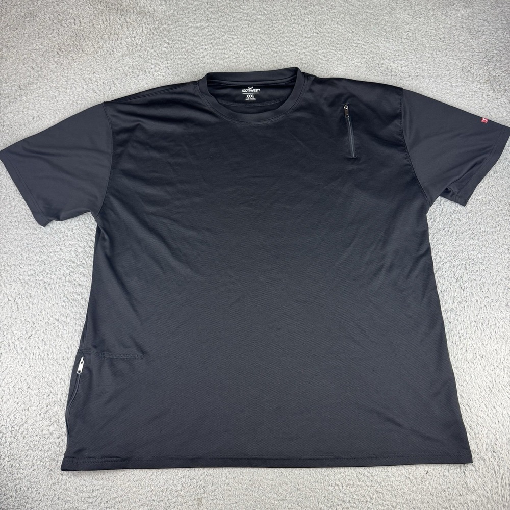 Scottevest T-Shirt Mens 3xL Black Short Sleeve  Performance Hidden Zip Pockets